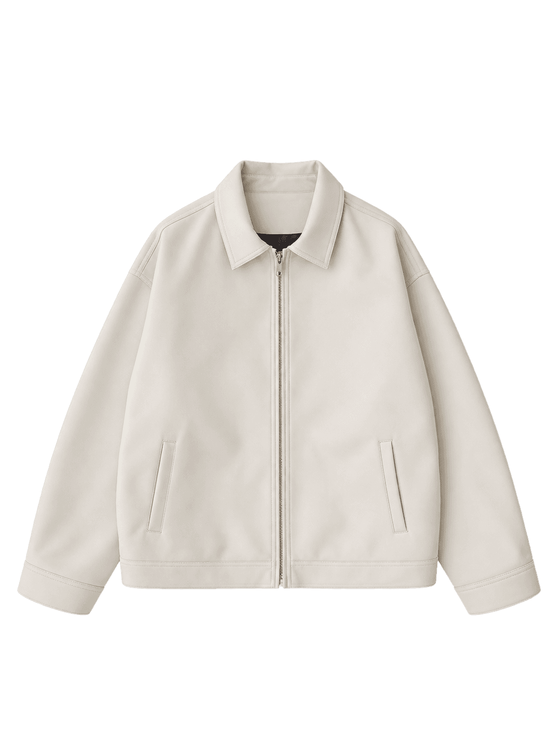 Cream Oversized Zip-Up Jacket